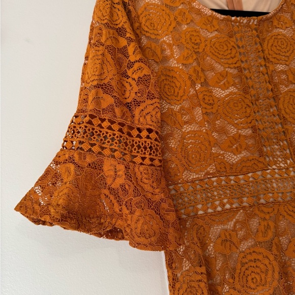 Elegant Orange Lace Dress - Picture 4 of 5